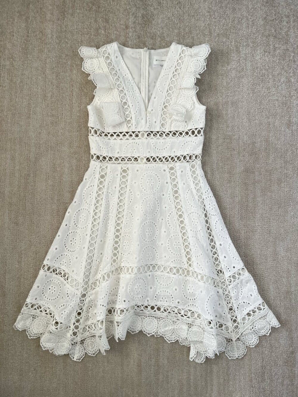 StyleKeepers Euphoria White Cotton Eyelet Summer Dress S